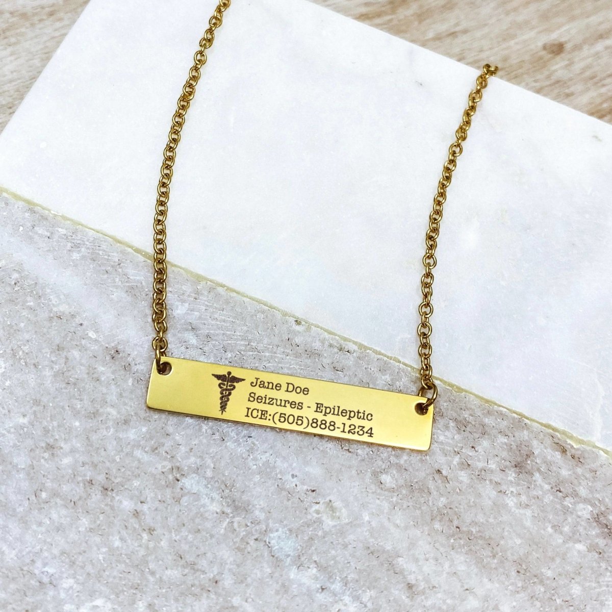 MEDICAL ID BAR NECKLACE - Avy + Tay