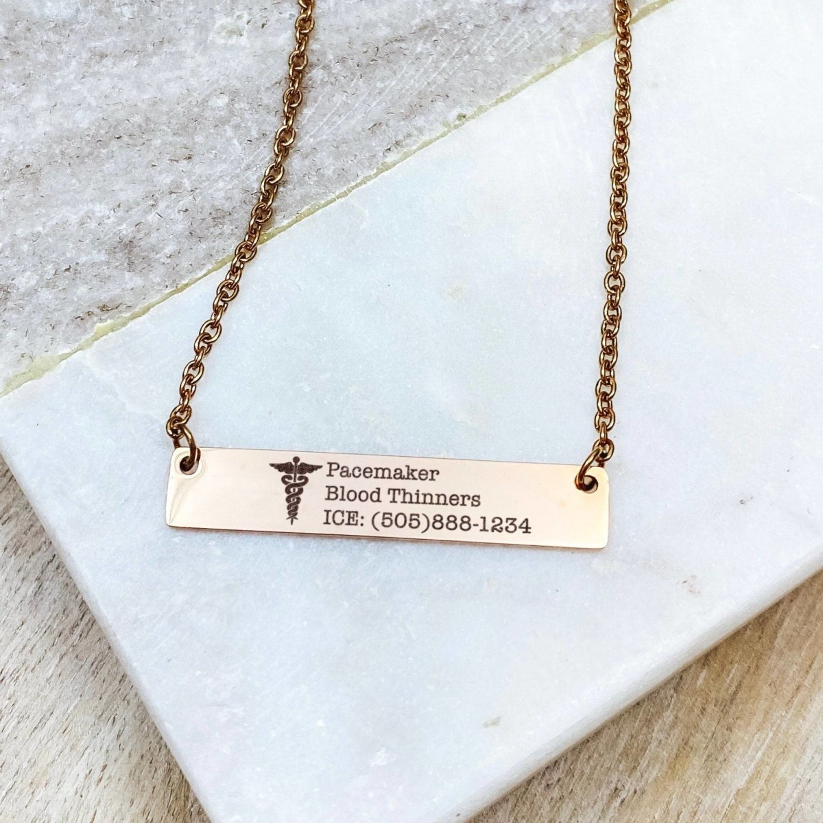 MEDICAL ID BAR NECKLACE - Avy + Tay