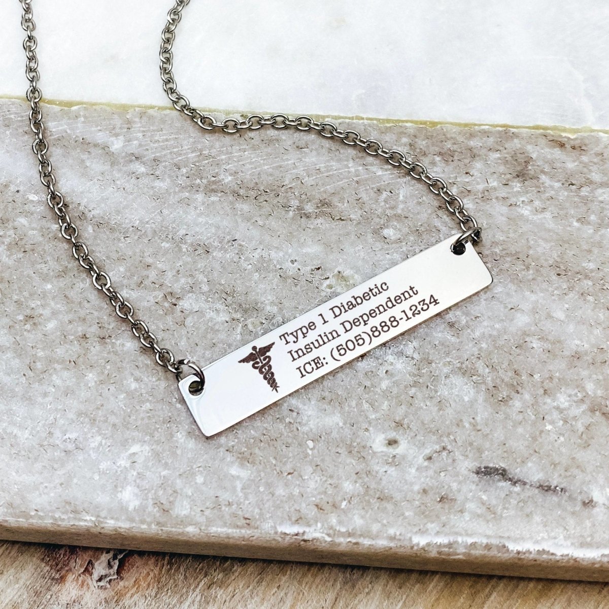 MEDICAL ID BAR NECKLACE - Avy + Tay