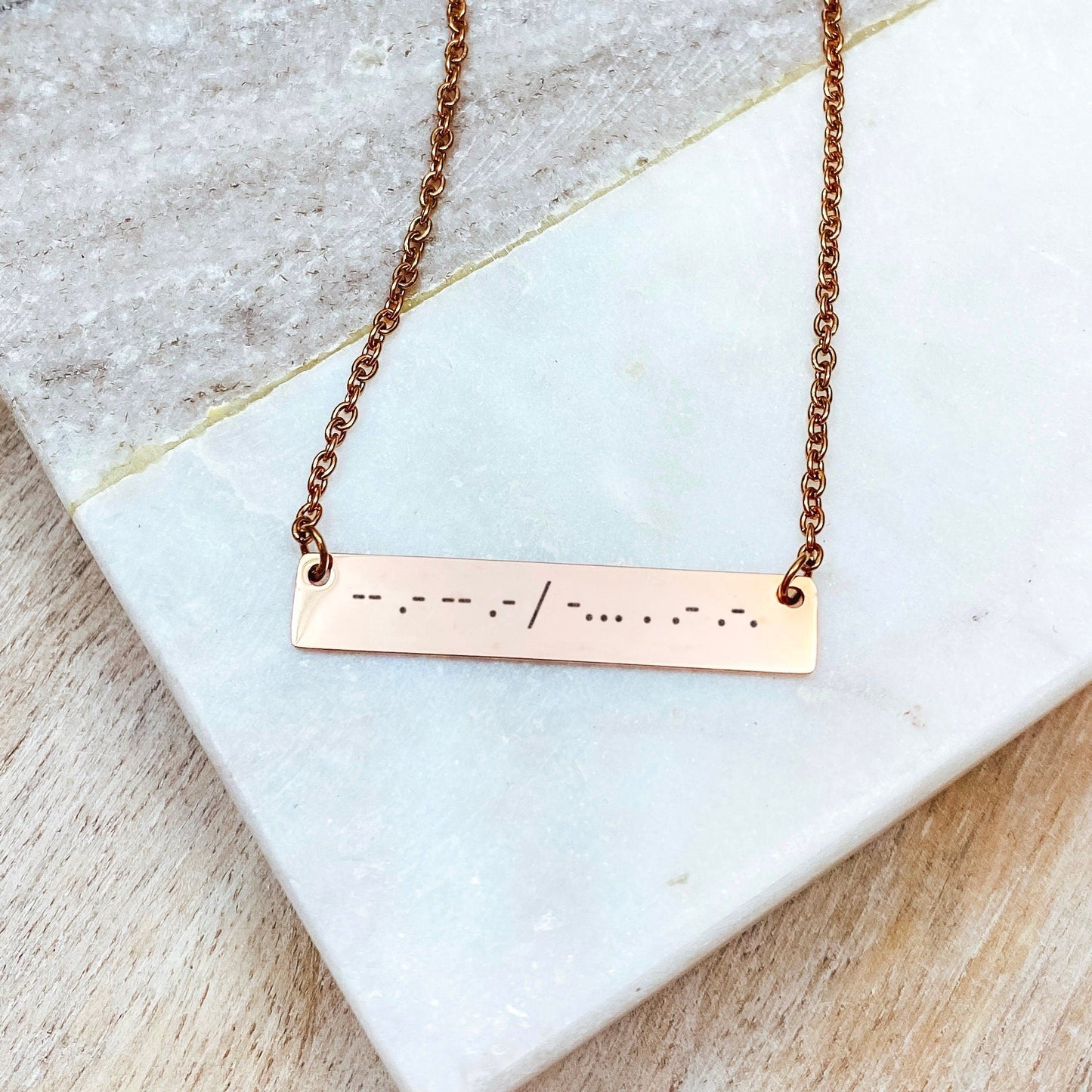 MORSE CODE BAR NECKLACE - Avy + Tay