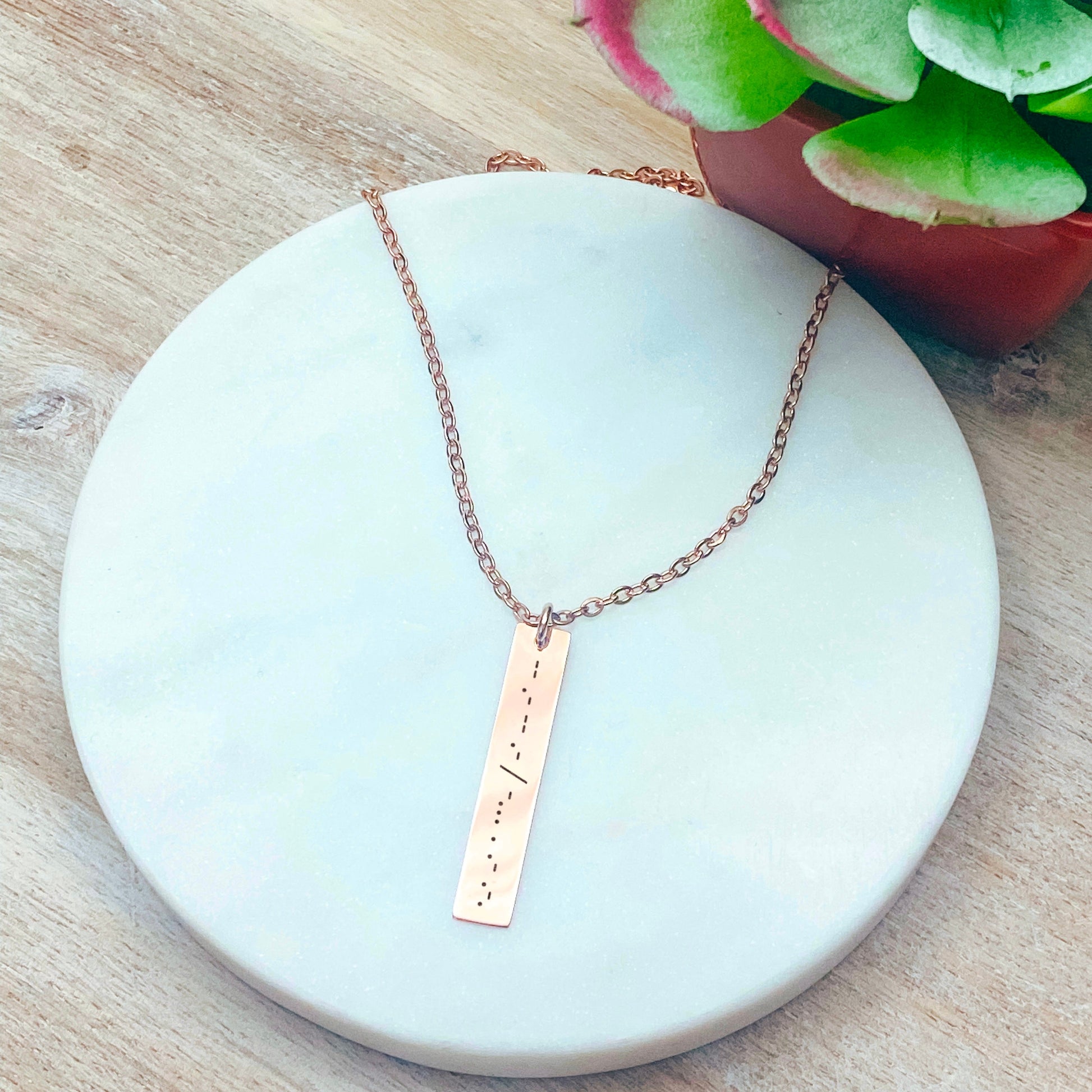 MORSE CODE BAR NECKLACE - Avy + Tay