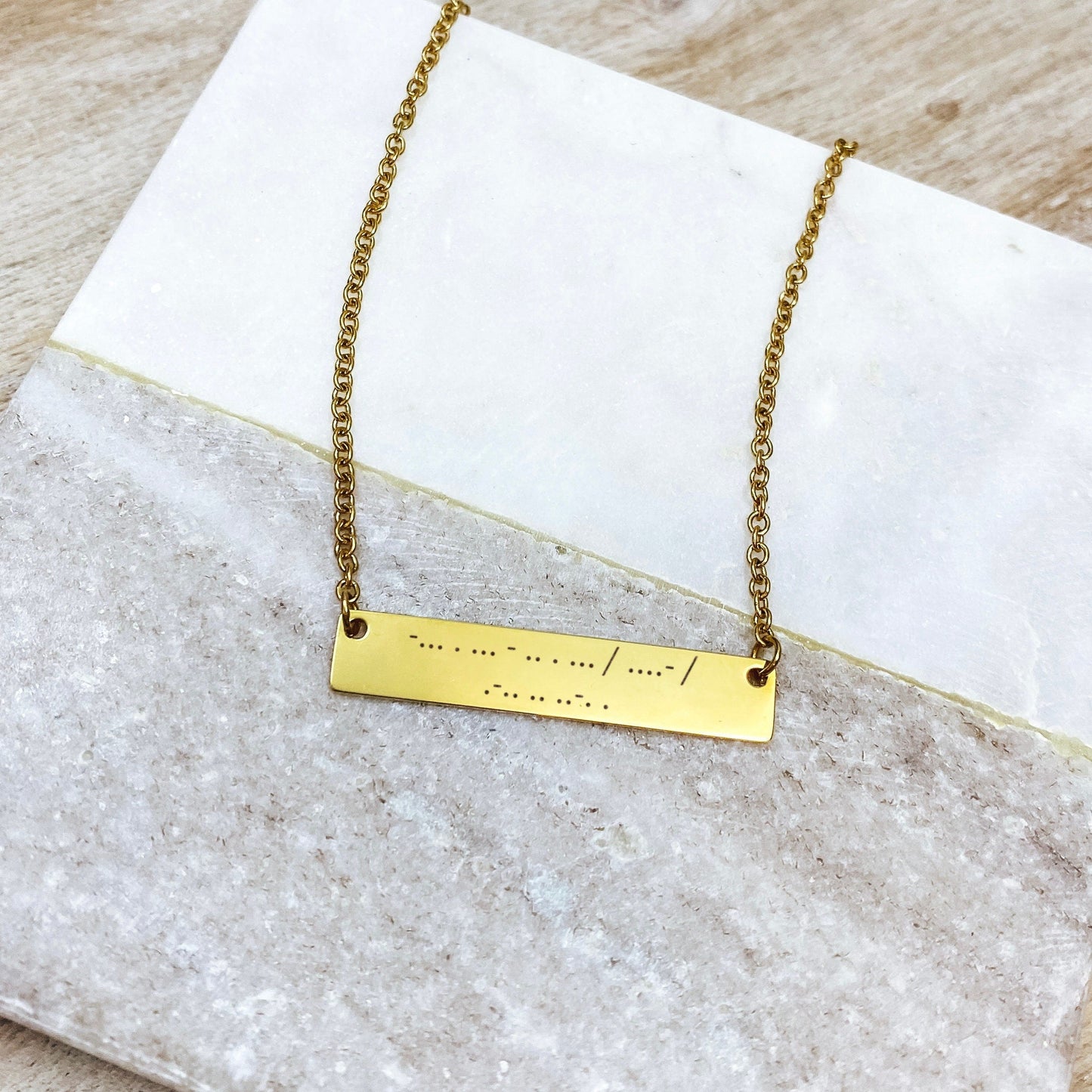 MORSE CODE BAR NECKLACE - Avy + Tay