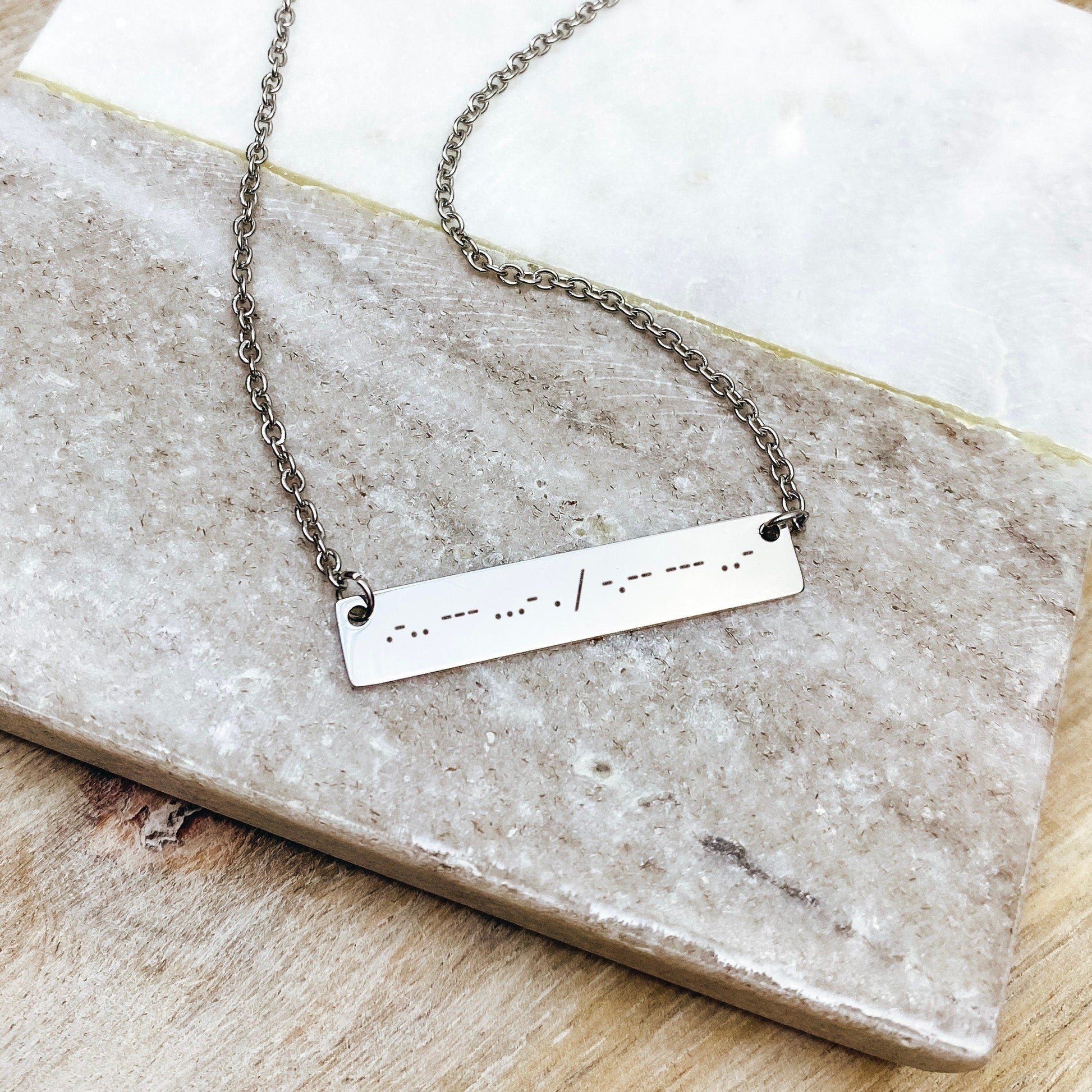 MORSE CODE BAR NECKLACE - Avy + Tay