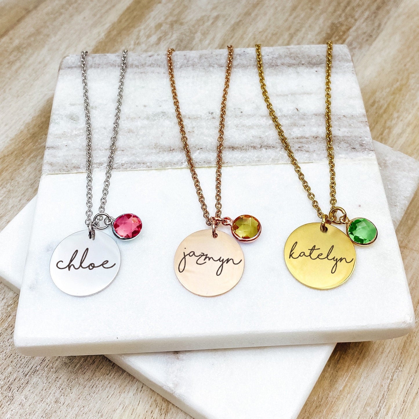 NAME + BIRTHSTONE NECKLACE - Avy + Tay