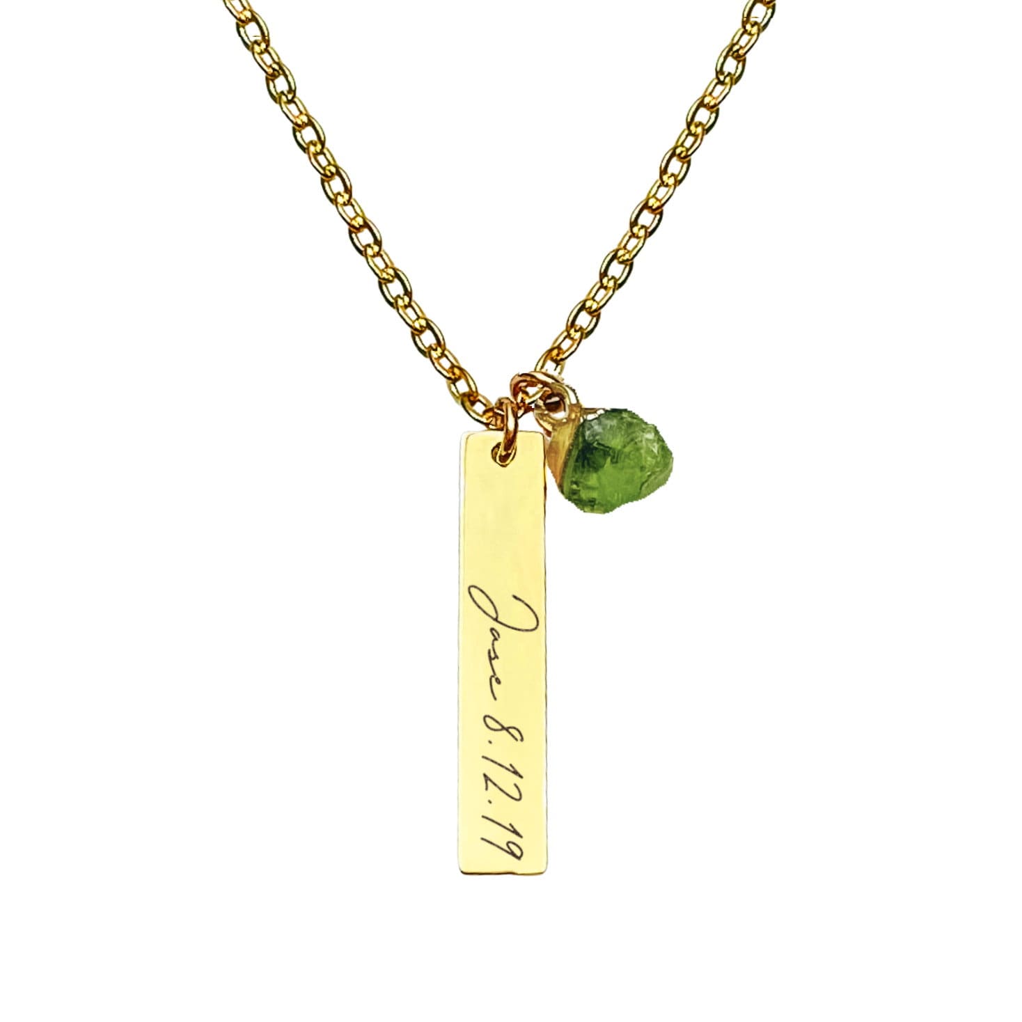 NAME + RAW BIRTHSTONE BAR NECKLACE - Avy + Tay