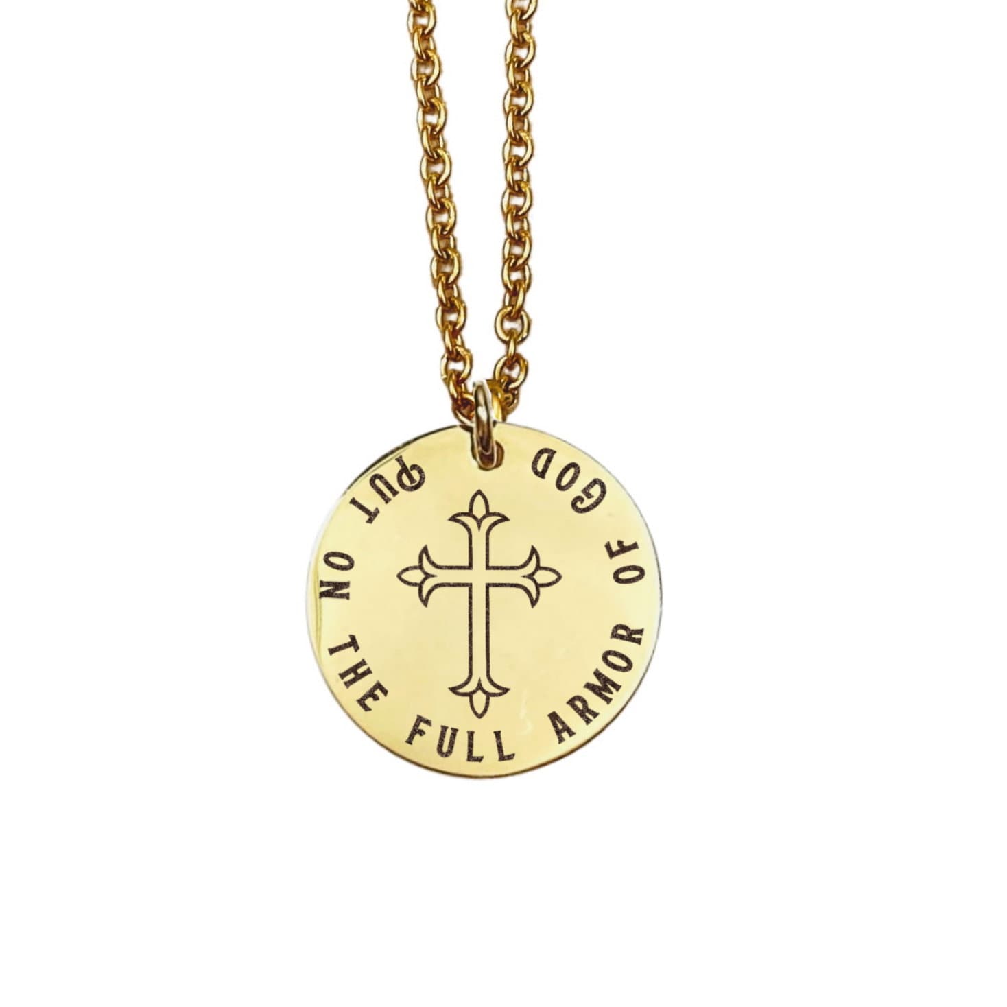 Put On The Full Armor Of God Necklace 14k Gold Plated Stainless Steel Faith Necklace Handmade Jewelry Made in USA - Avy + Tay