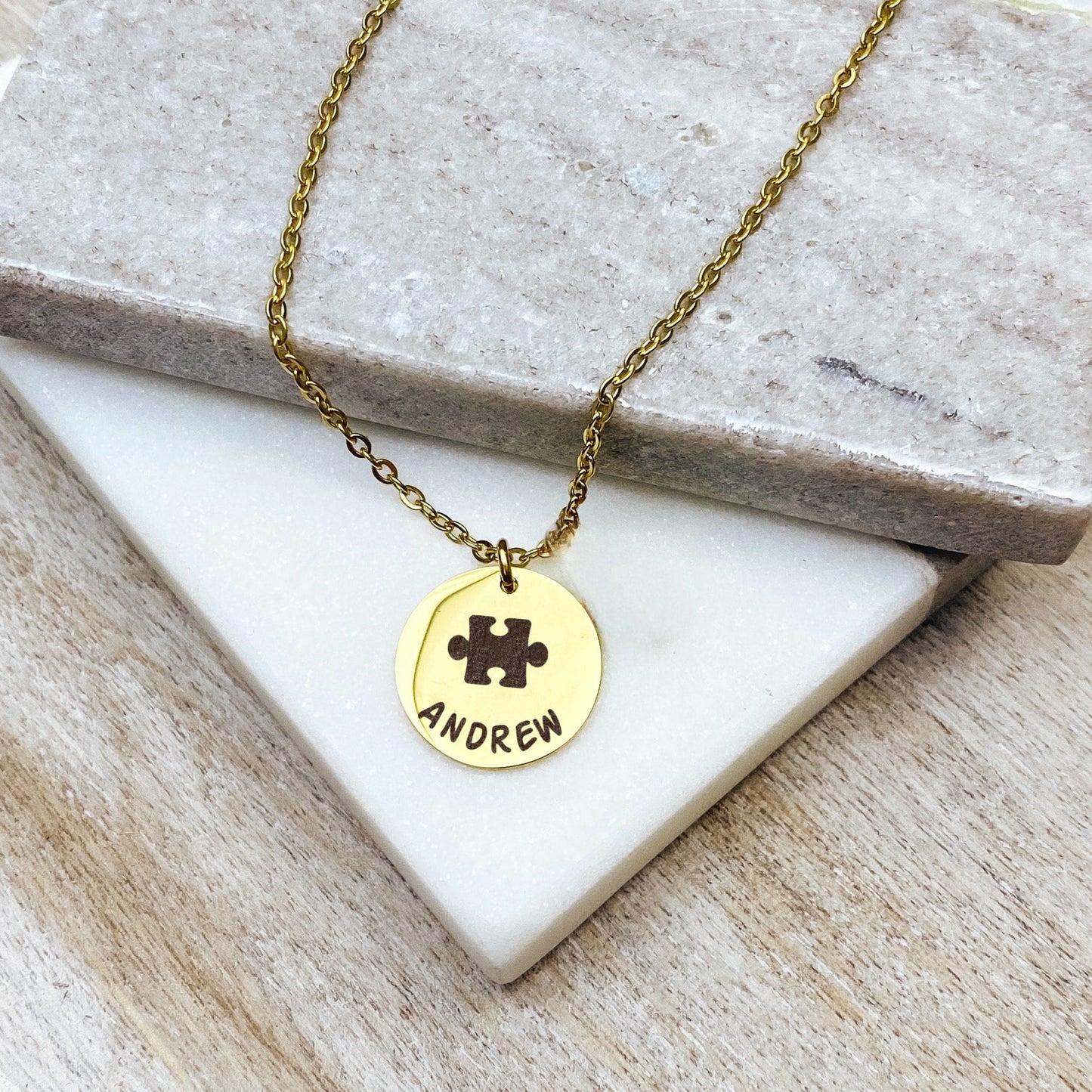 PUZZLE PIECE + NAME NECKLACE - Avy + Tay