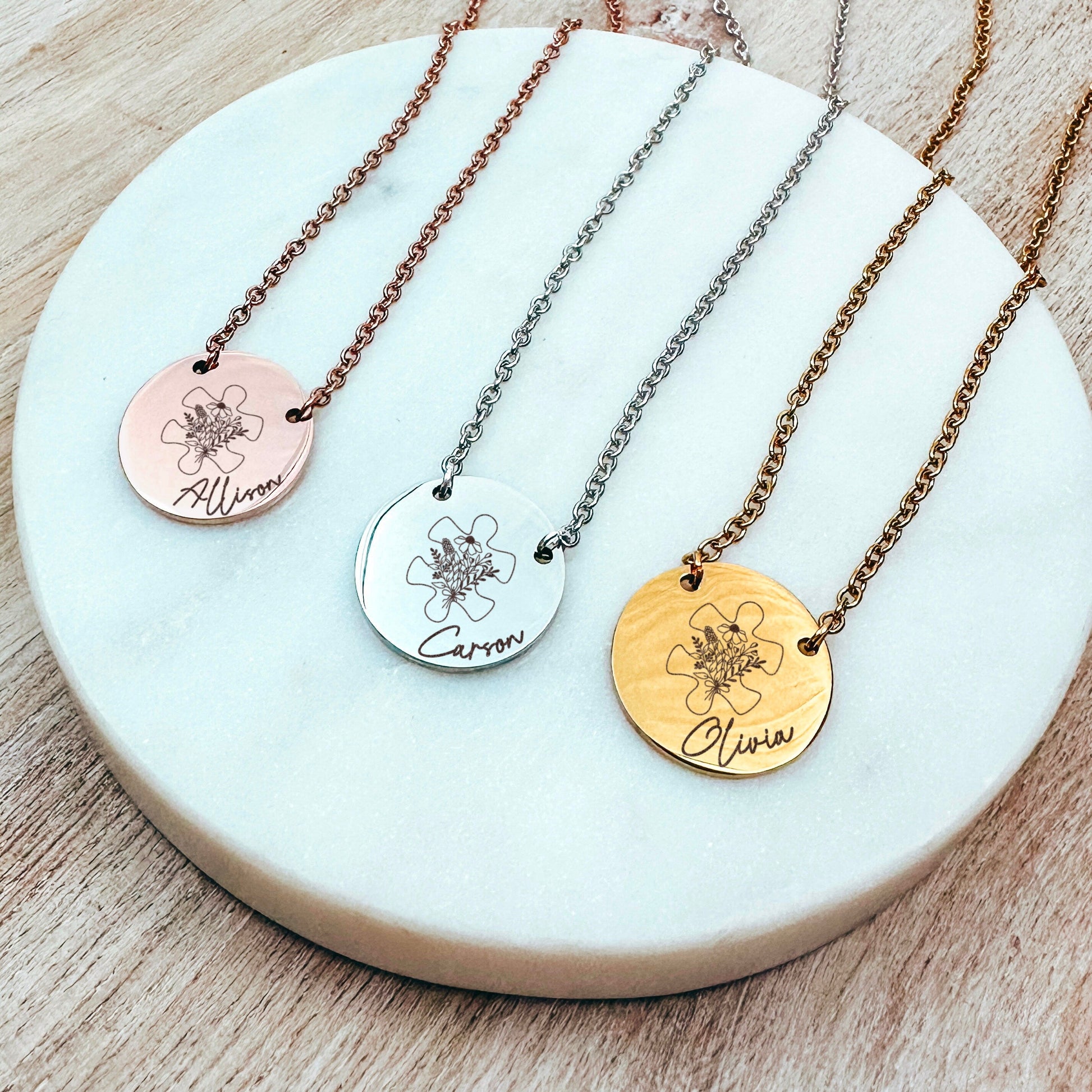 PUZZLE PIECE + NAME NECKLACE - Avy + Tay