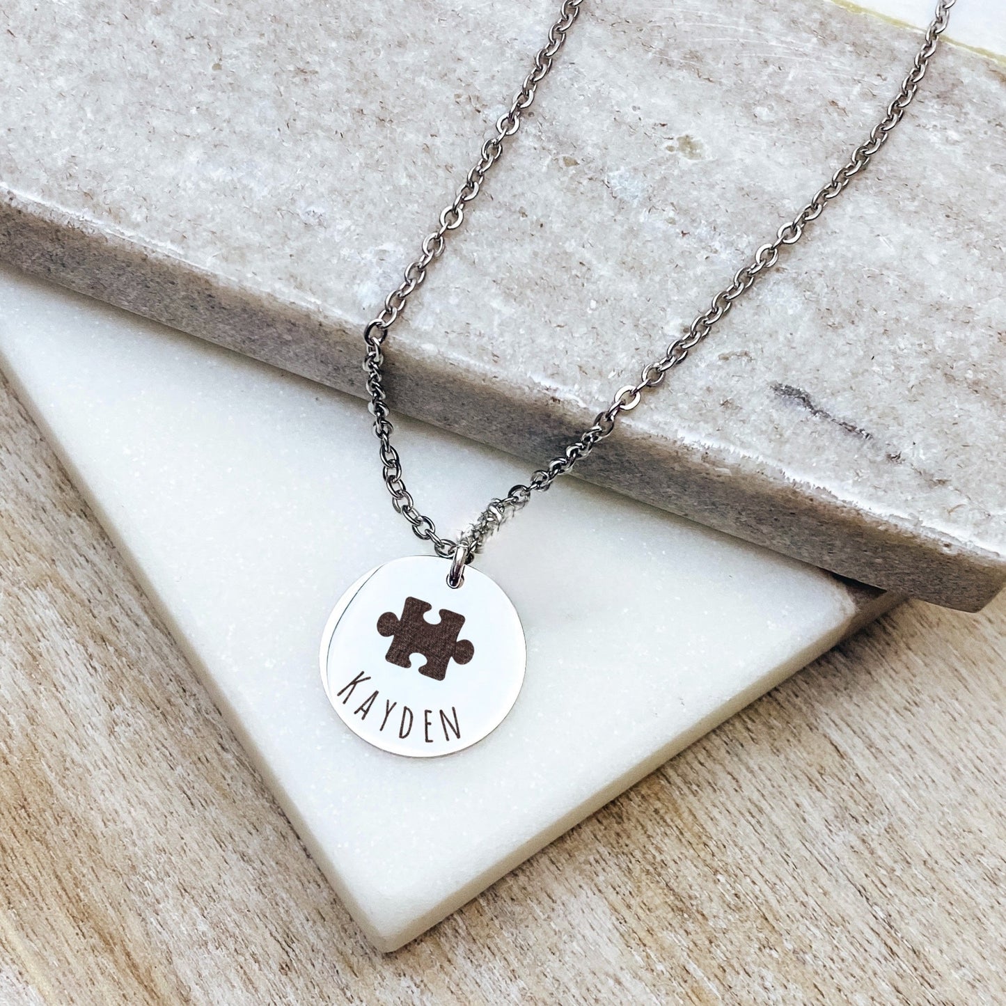 PUZZLE PIECE + NAME NECKLACE - Avy + Tay