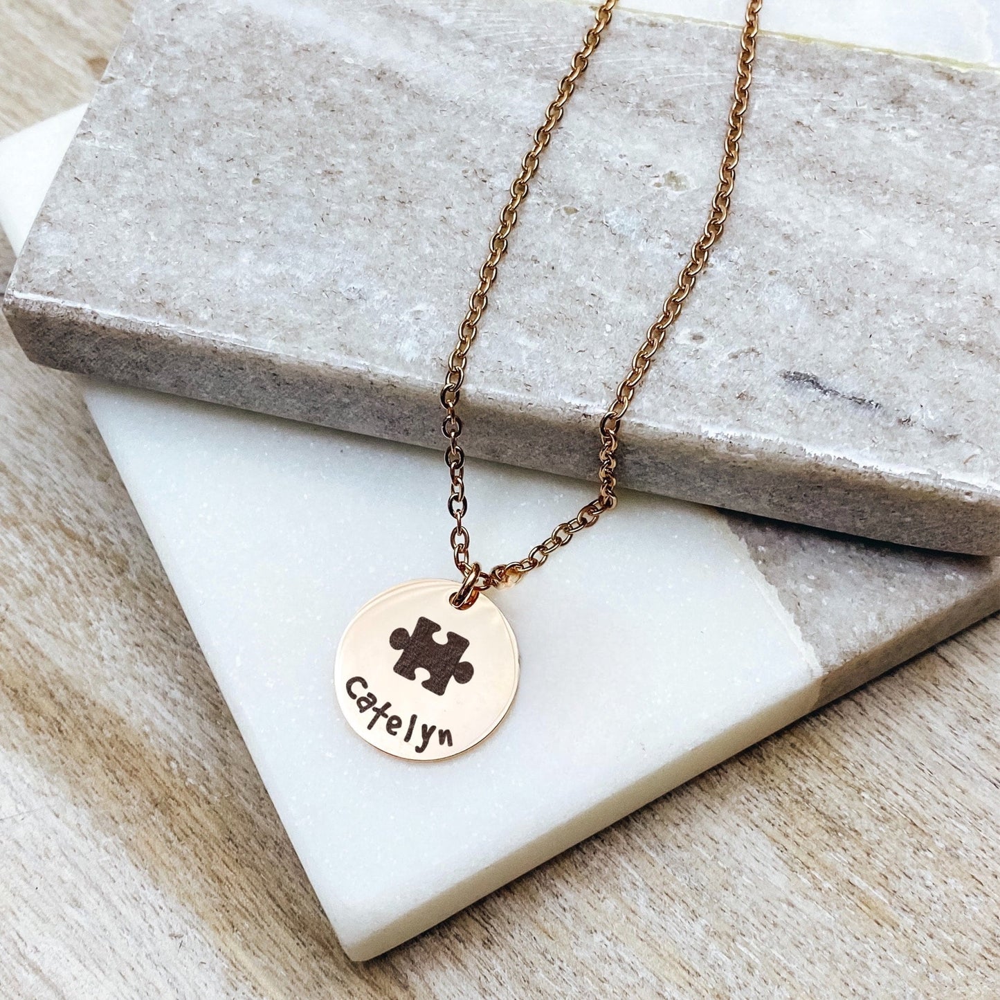 PUZZLE PIECE + NAME NECKLACE - Avy + Tay