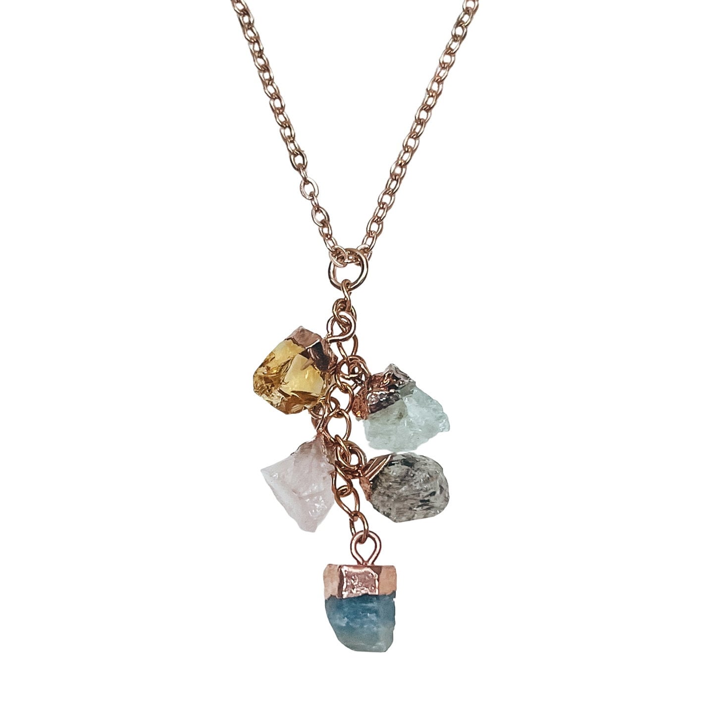 RAW BIRTHSTONE CLUSTER NECKLACE - Avy + Tay