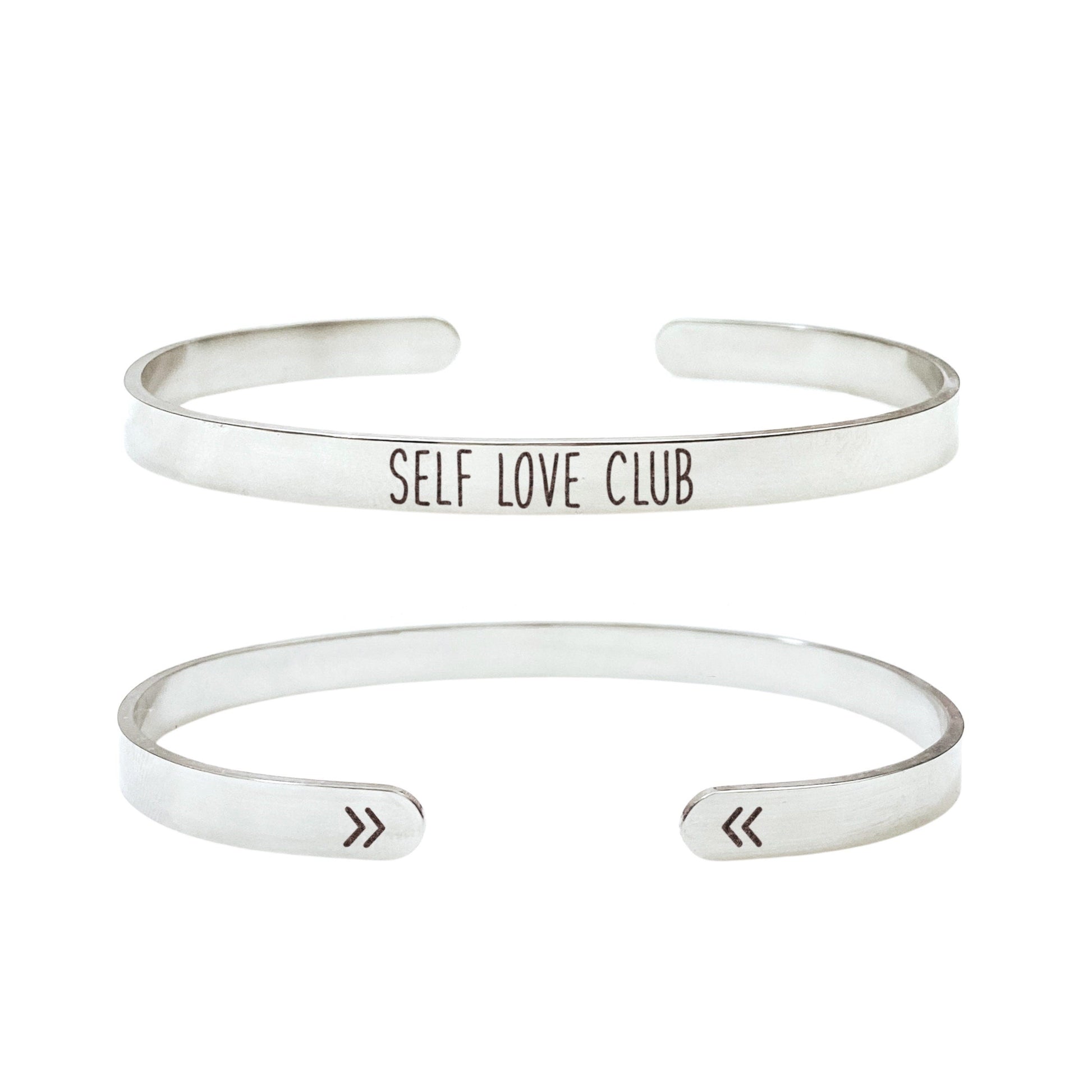 Self Love Club Cuff Bracelet 14k Gold Plated Stainless Steel Inspirational Bracelet Handmade Jewelry Made in USA - Avy + Tay