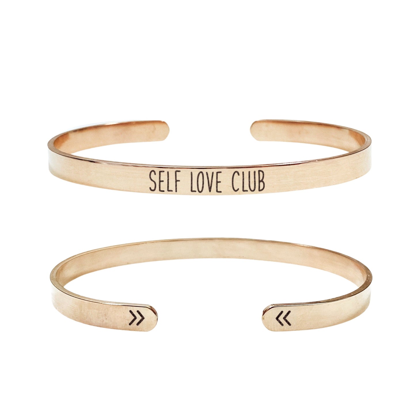 Self Love Club Cuff Bracelet 14k Gold Plated Stainless Steel Inspirational Bracelet Handmade Jewelry Made in USA - Avy + Tay