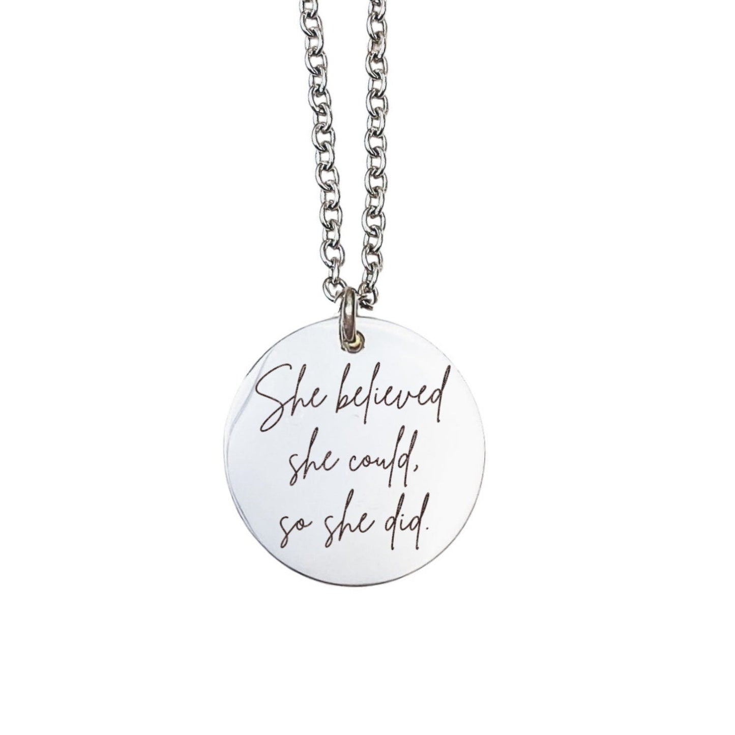 She Believed She Could So She Did Necklace 14k Gold Plated Stainless Steel Inspirational Necklace Handmade Jewelry Made in USA - Avy + Tay