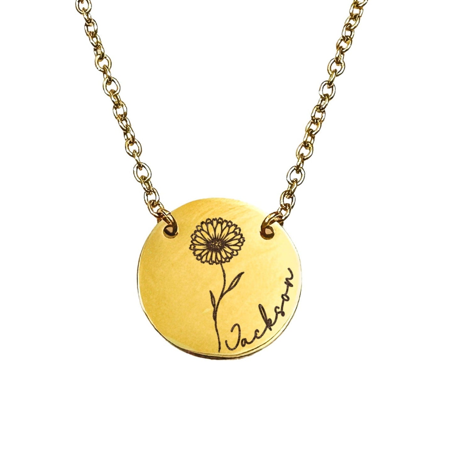 SIMPLE BIRTH FLOWER + NAME NECKLACE - Avy + Tay