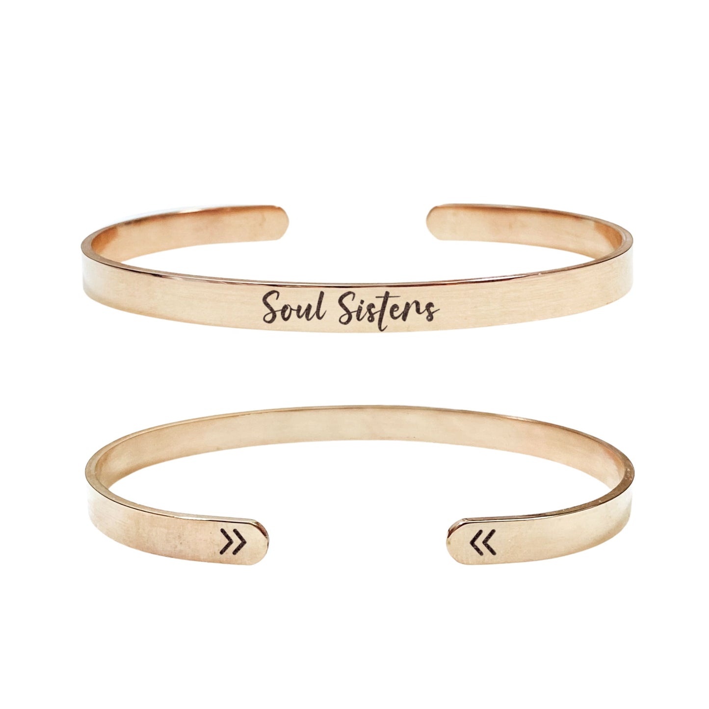 Soul Sisters Cuff Bracelet 14k Gold Plated Stainless Steel Inspirational Bracelet Handmade Jewelry Made in USA - Avy + Tay