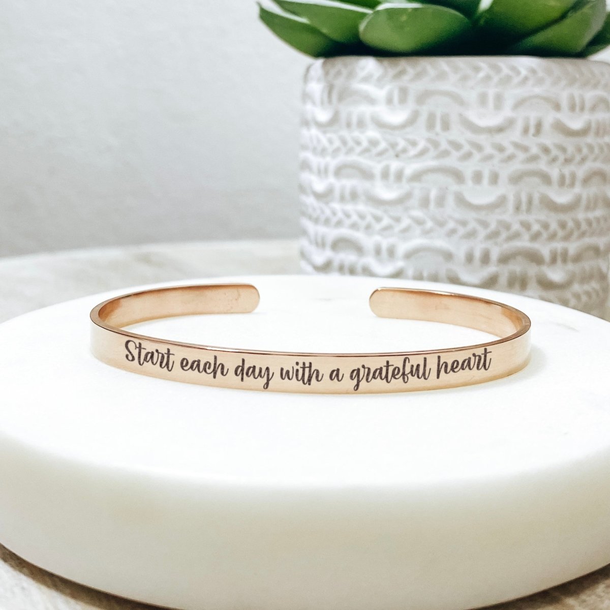 START EACH DAY WITH A GRATEFUL HEART CUFF - Avy + Tay