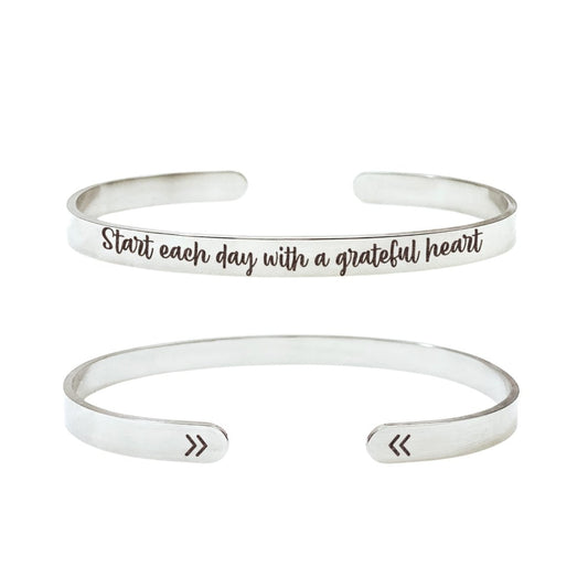 START EACH DAY WITH A GRATEFUL HEART CUFF - Avy + Tay