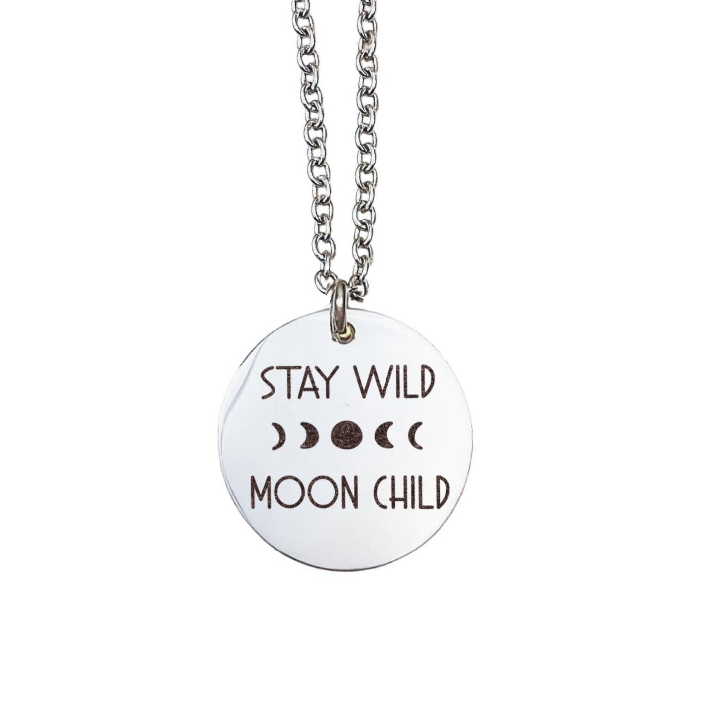 Stay Wild Moon Child Necklace 14k Gold Plated Stainless Steel Inspirational Necklace Handmade Jewelry Made in USA - Avy + Tay