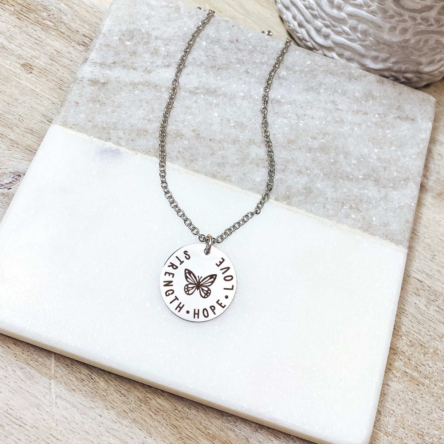 STRENGTH HOPE LOVE NECKLACE - Avy + Tay