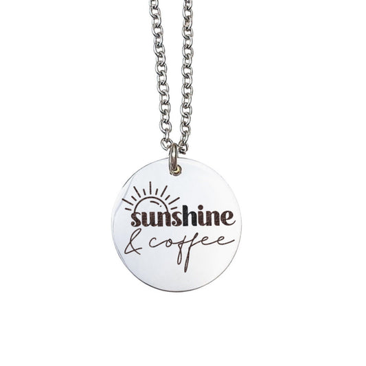 Sunshine And Coffee Necklace 14k Gold Plated Stainless Steel Inspirational Necklace Handmade Jewelry Made in USA - Avy + Tay