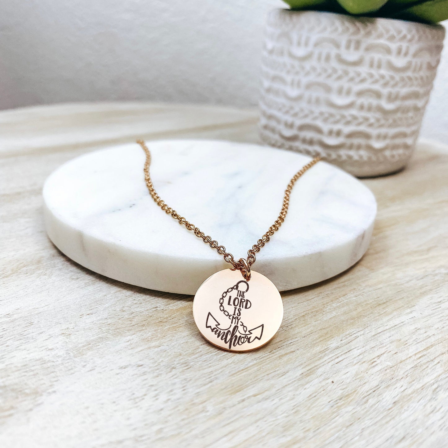 The Lord Is My Anchor Necklace 14k Gold Plated Stainless Steel Faith Necklace Handmade Jewelry Made in USA - Avy + Tay