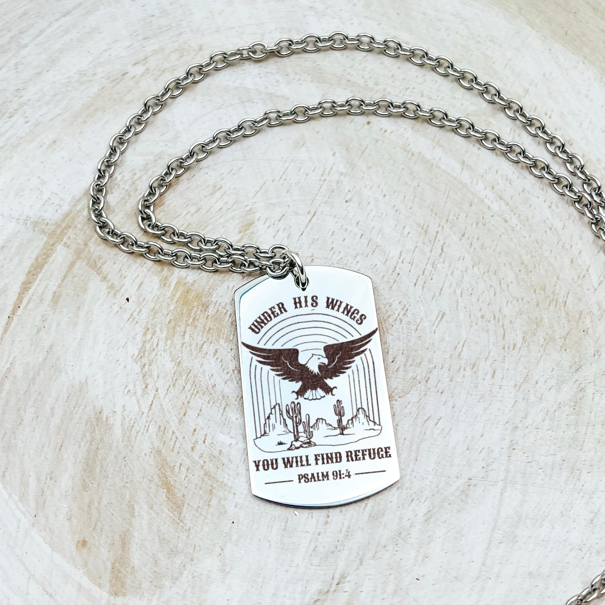 UNDER HIS WINGS YOU WILL FIND REFUGE MEN'S NECKLACE - Avy + Tay