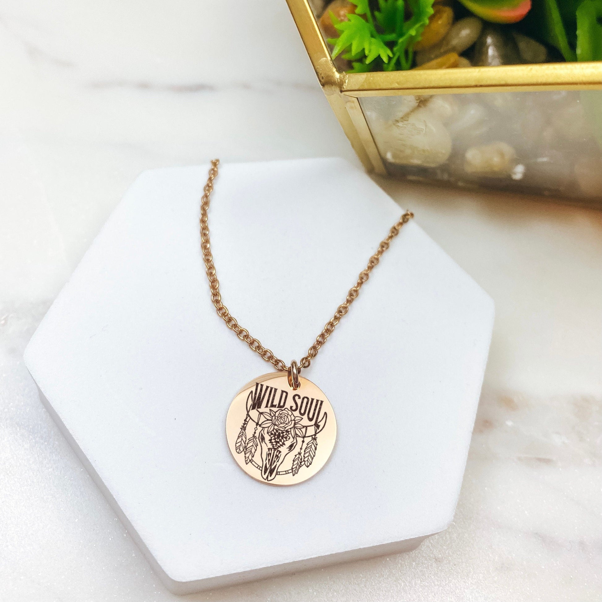 Wild Soul Necklace 14k Gold Plated Stainless Steel Inspirational Necklace Handmade Jewelry Made in USA - Avy + Tay