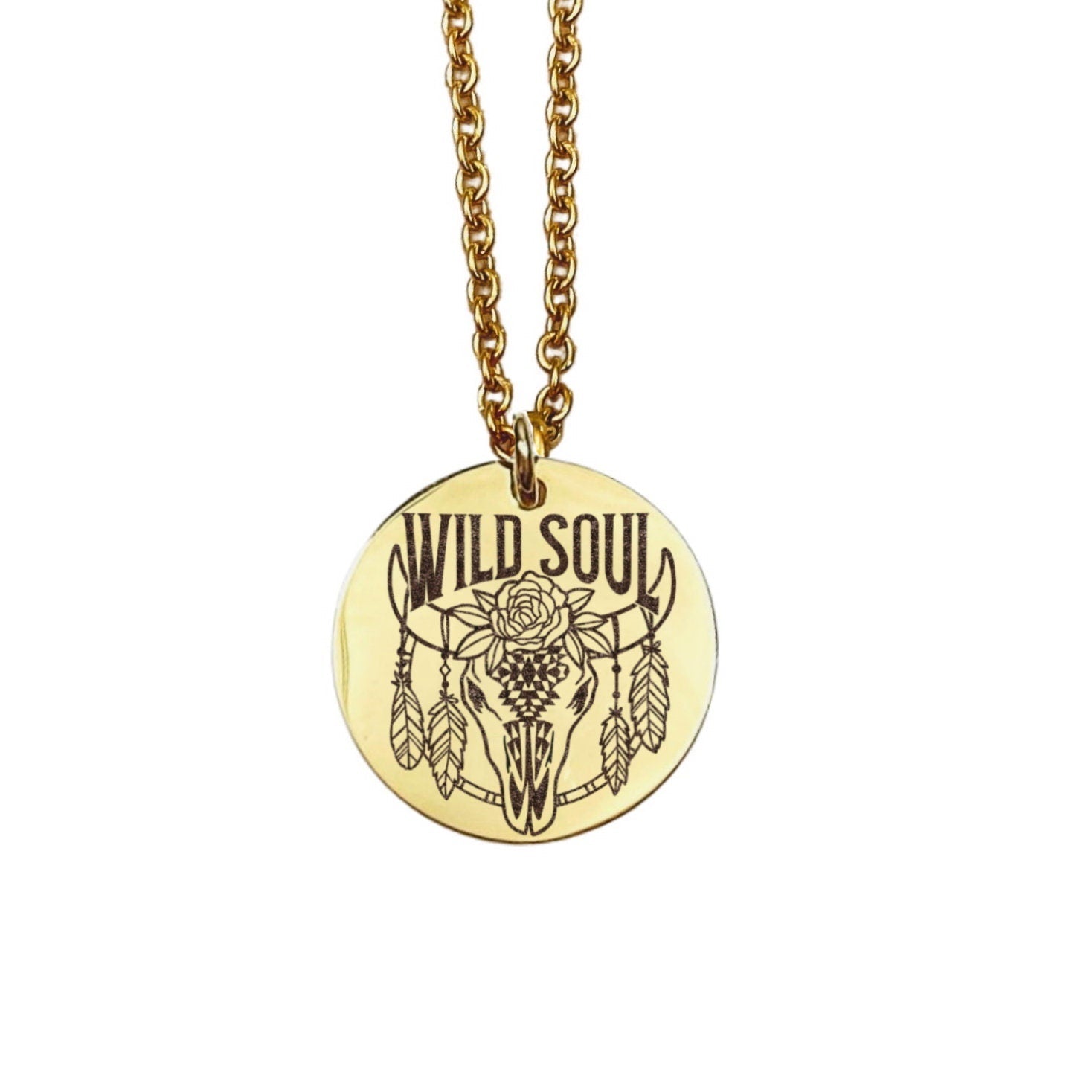 Wild Soul Necklace 14k Gold Plated Stainless Steel Inspirational Necklace Handmade Jewelry Made in USA - Avy + Tay