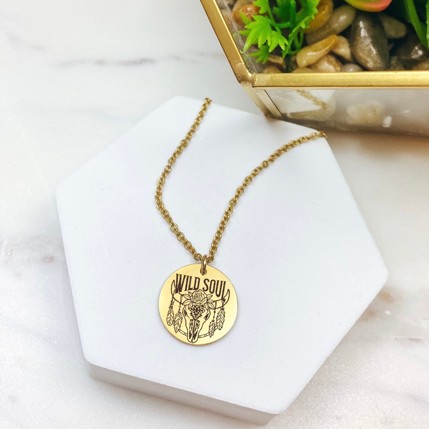 Wild Soul Necklace 14k Gold Plated Stainless Steel Inspirational Necklace Handmade Jewelry Made in USA - Avy + Tay