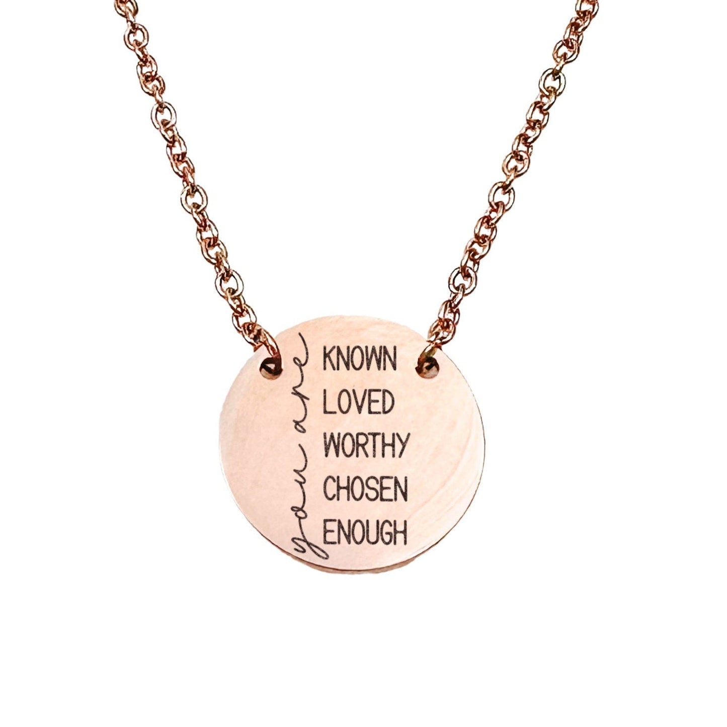 YOU ARE KNOWN LOVED WORHTY CHOSEN ENOUGH NECKLACE - Avy + Tay