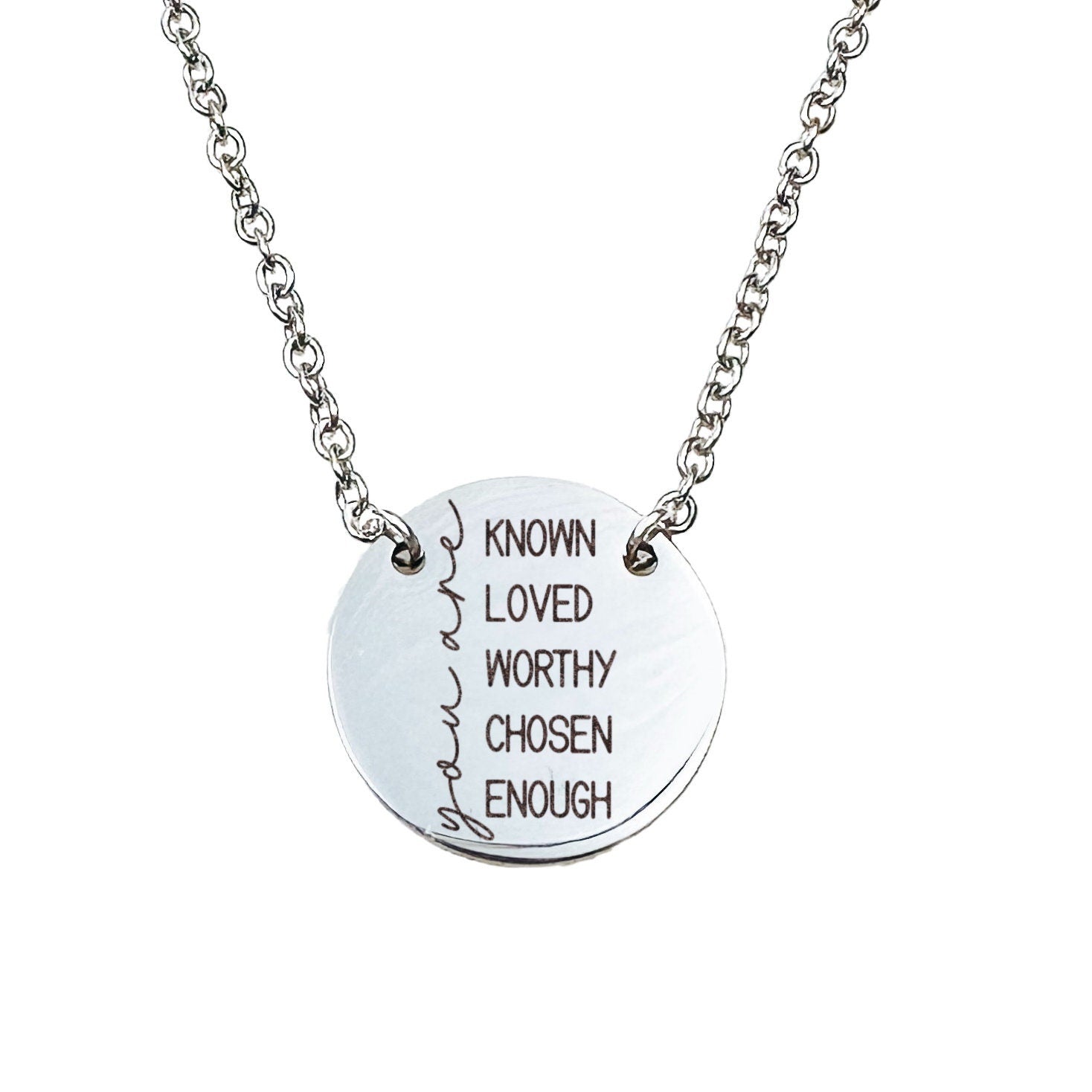 YOU ARE KNOWN LOVED WORHTY CHOSEN ENOUGH NECKLACE - Avy + Tay