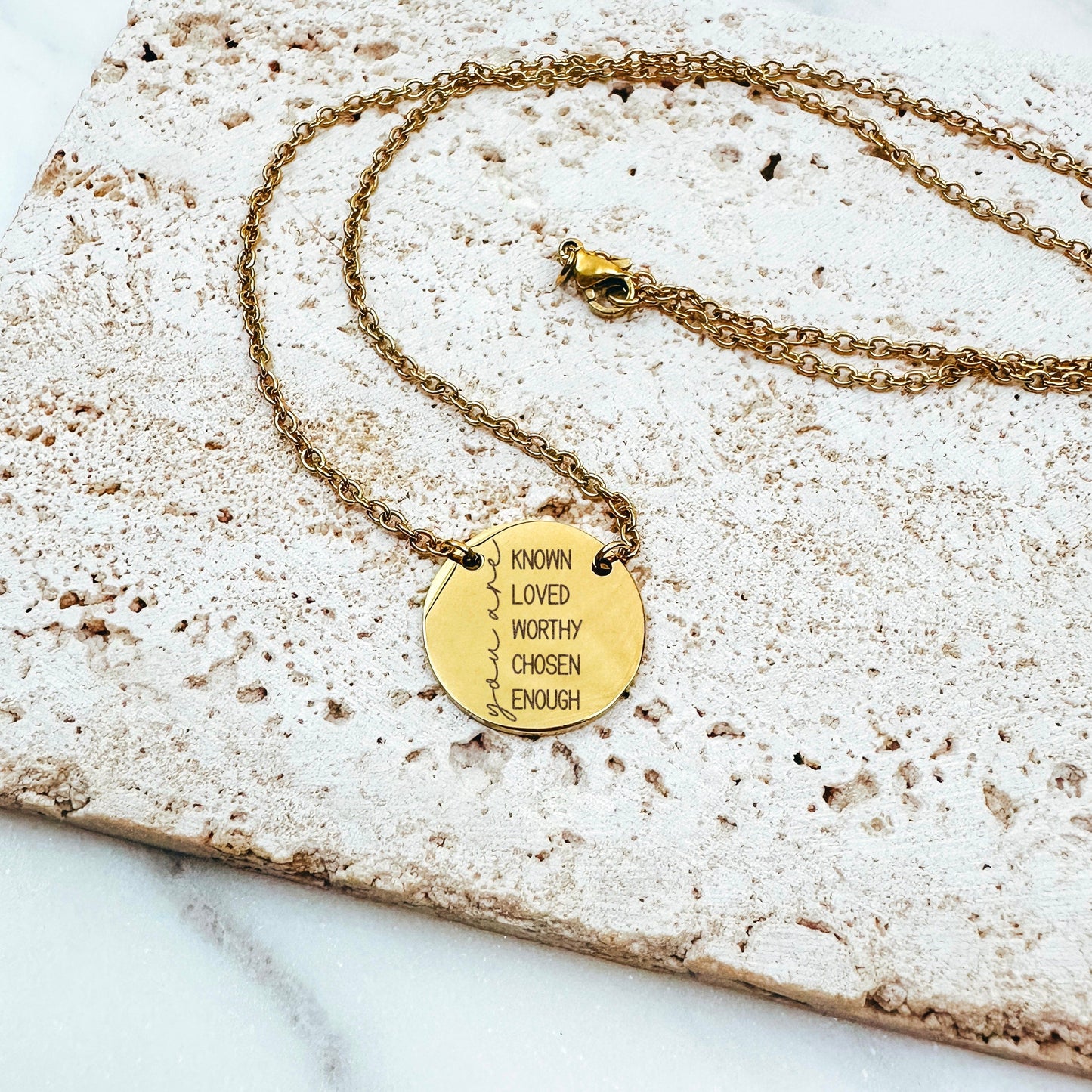 YOU ARE KNOWN LOVED WORHTY CHOSEN ENOUGH NECKLACE - Avy + Tay