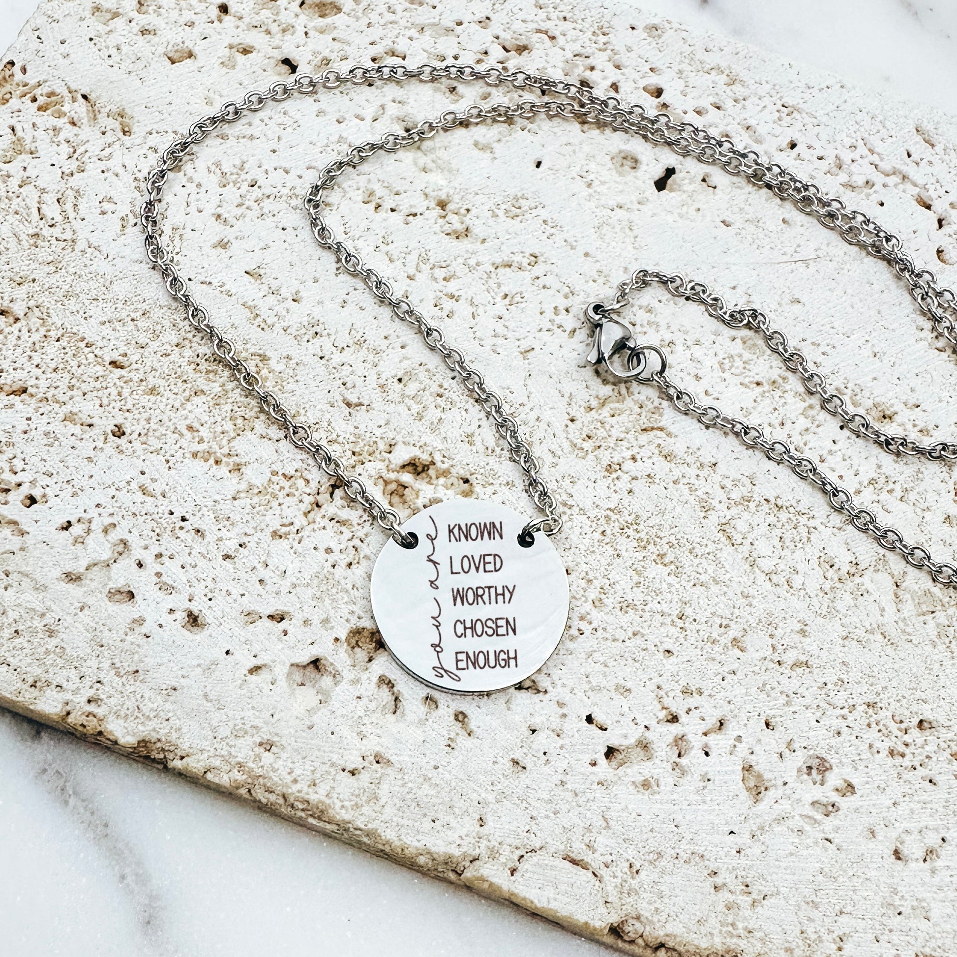 YOU ARE KNOWN LOVED WORHTY CHOSEN ENOUGH NECKLACE - Avy + Tay