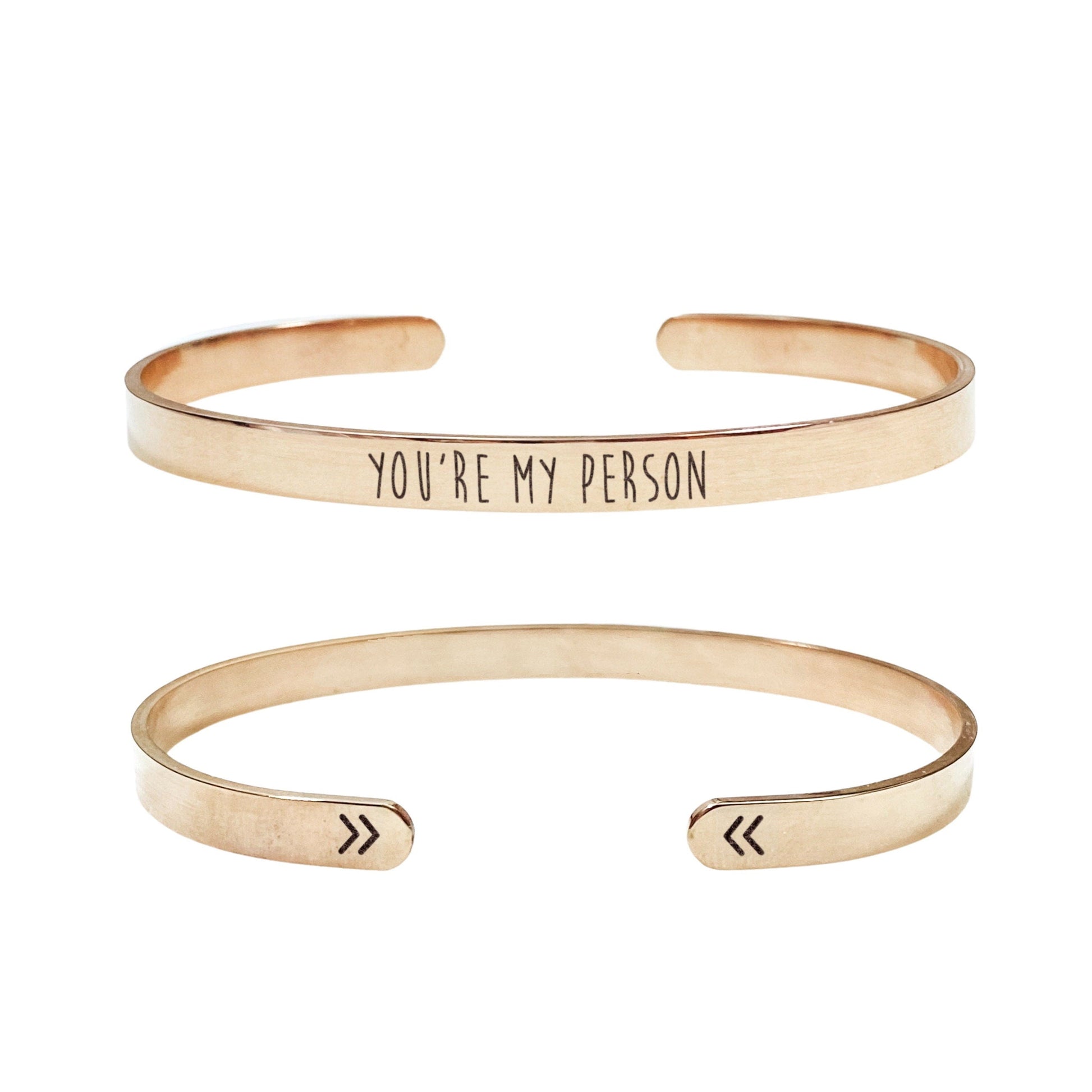 You're My Person Cuff Bracelet 14k Gold Plated Stainless Steel Inspirational Bracelet Handmade Jewelry Made in USA - Avy + Tay