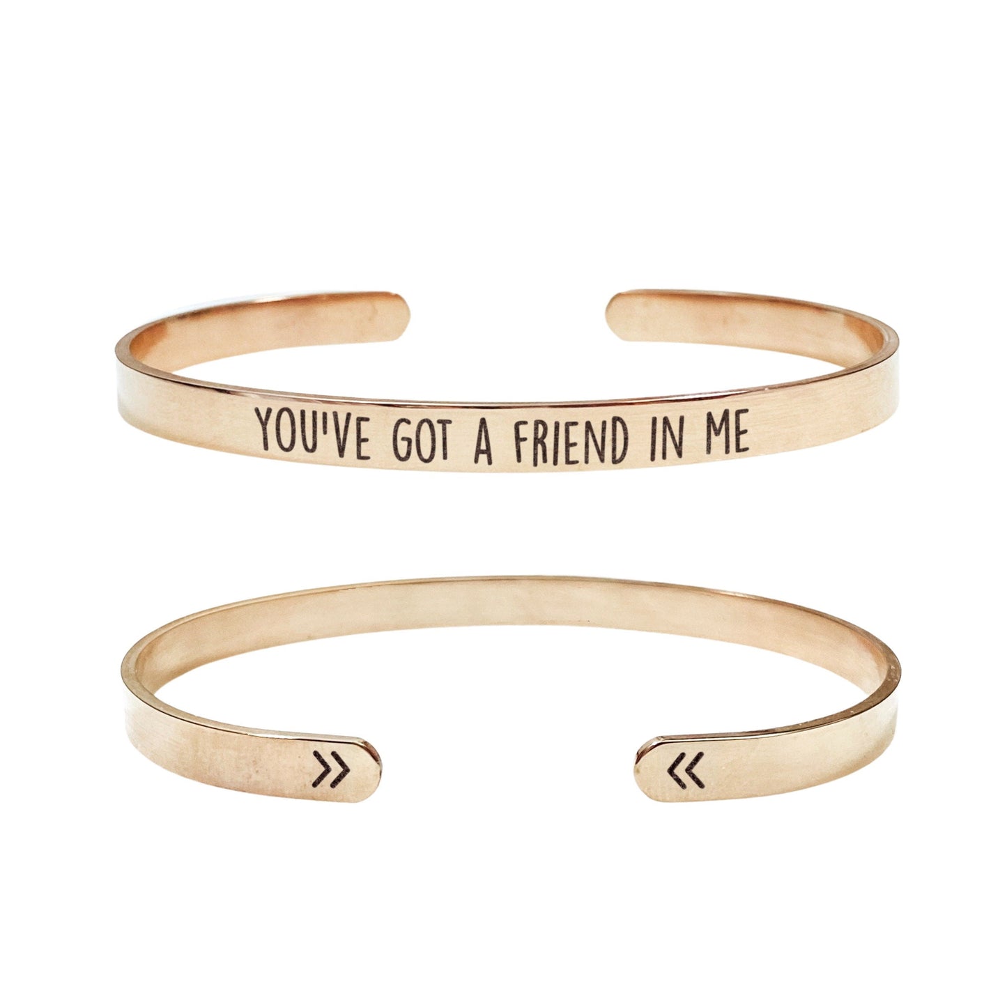 You've Got A Friend In Me Cuff Bracelet 14k Gold Plated Stainless Steel Inspirational Bracelet Handmade Jewelry Made in USA - Avy + Tay