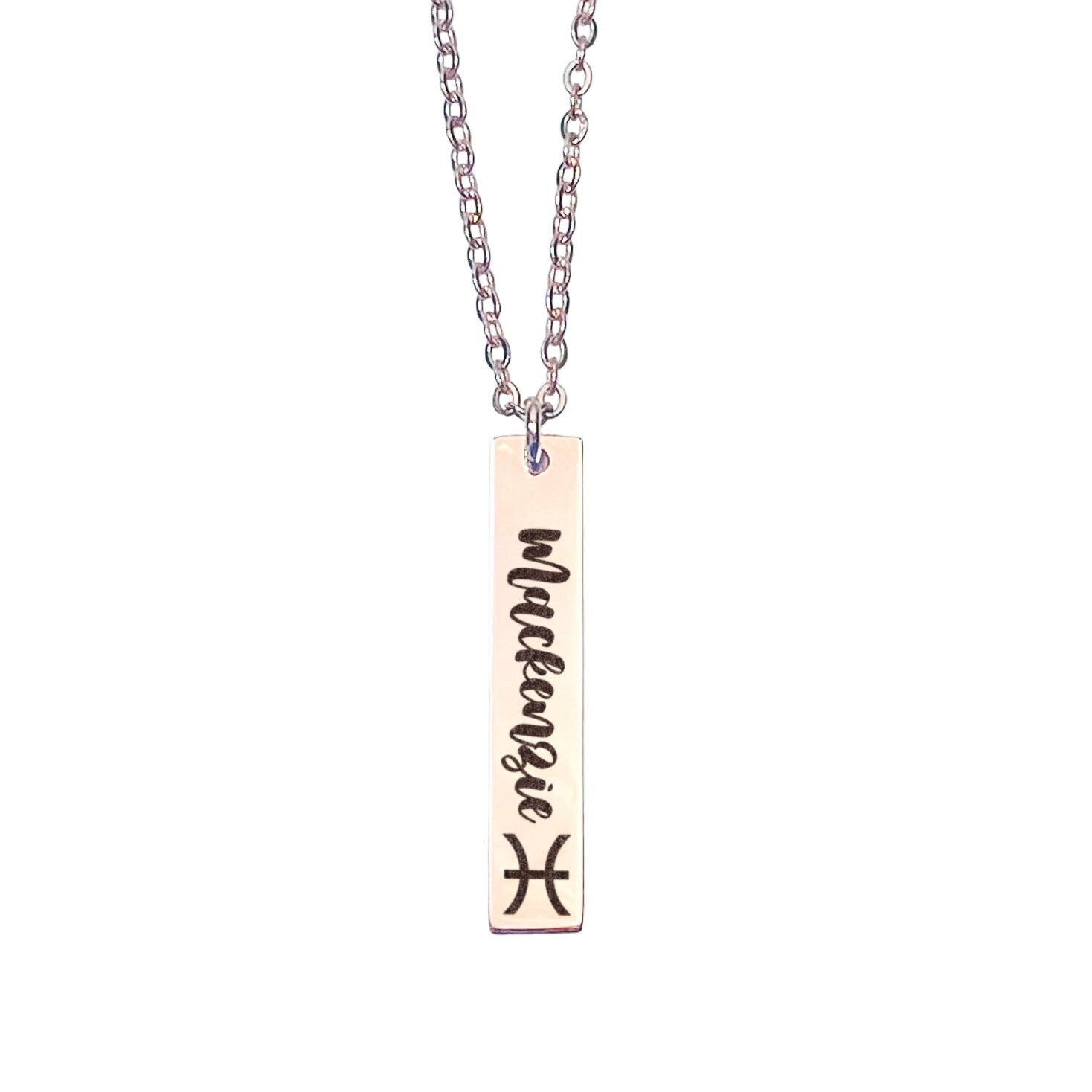 ZODIAC SIGN + NAME BAR NECKLACE - Avy + Tay