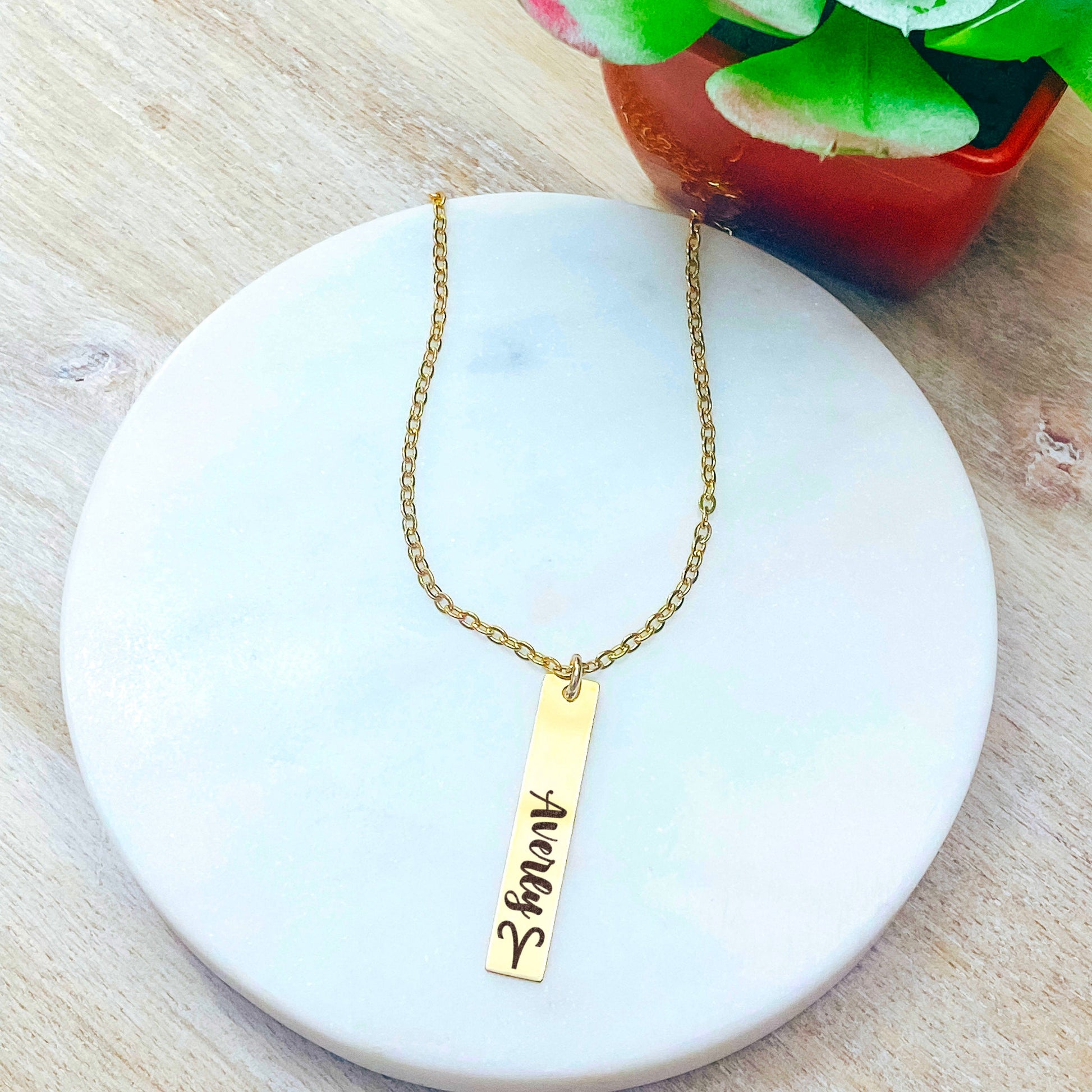 ZODIAC SIGN + NAME BAR NECKLACE - Avy + Tay