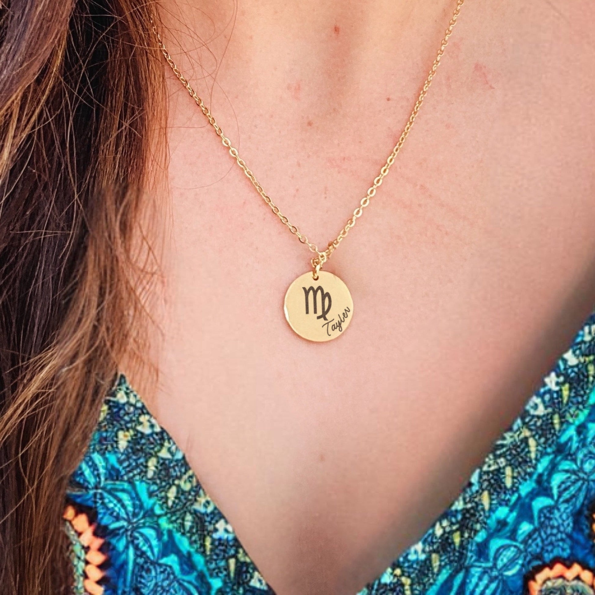 ZODIAC SIGN + NAME NECKLACE - Avy + Tay