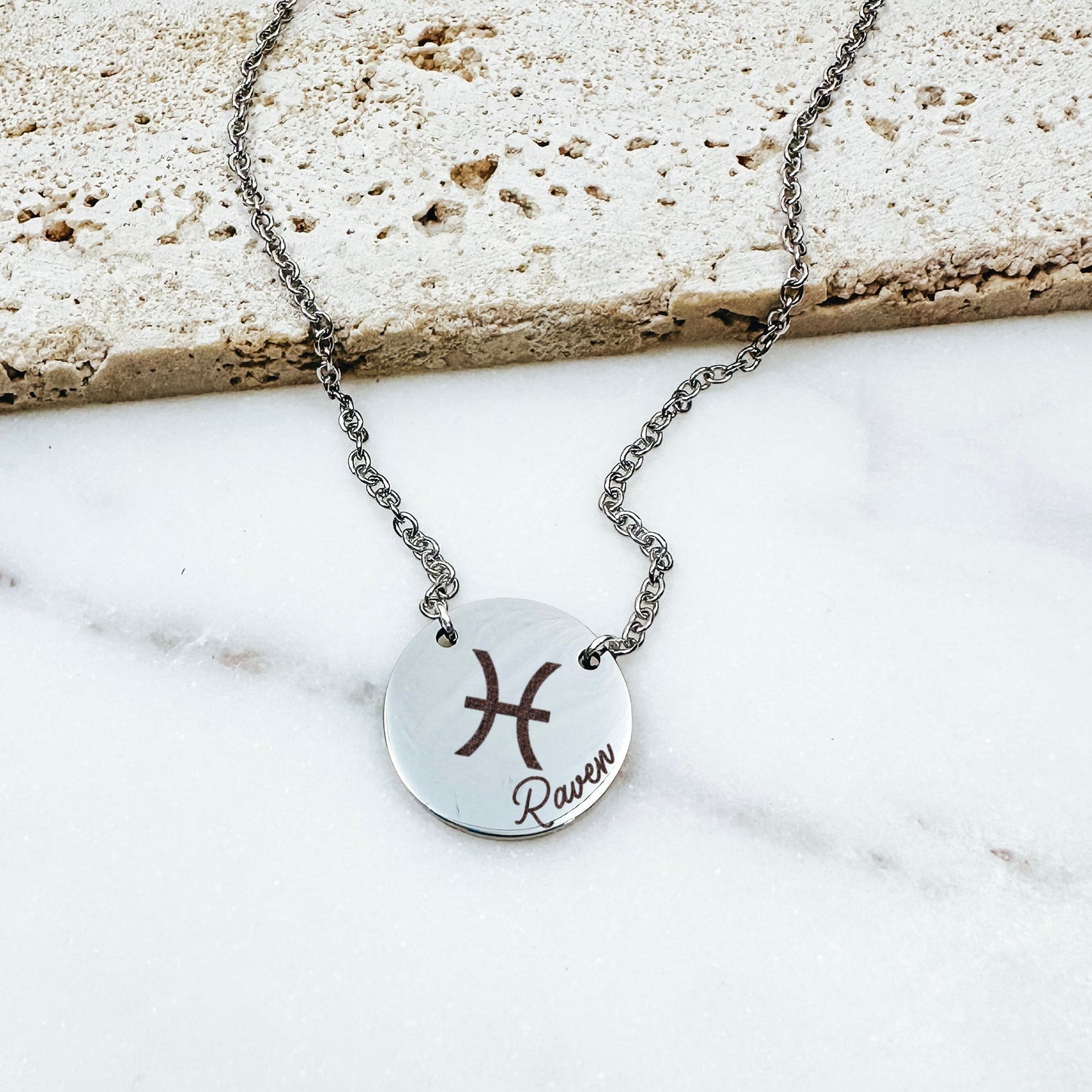 ZODIAC SIGN + NAME NECKLACE - Avy + Tay