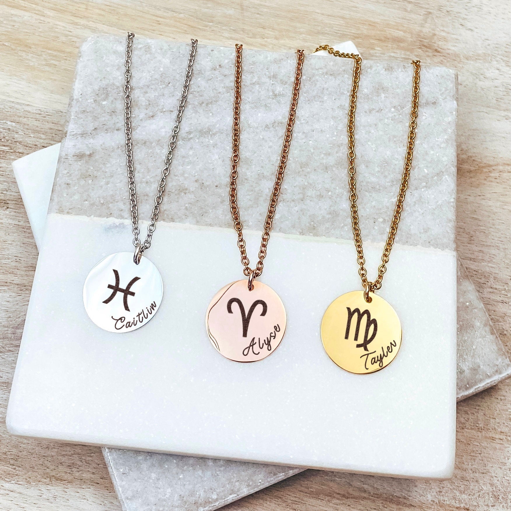 ZODIAC SIGN + NAME NECKLACE - Avy + Tay